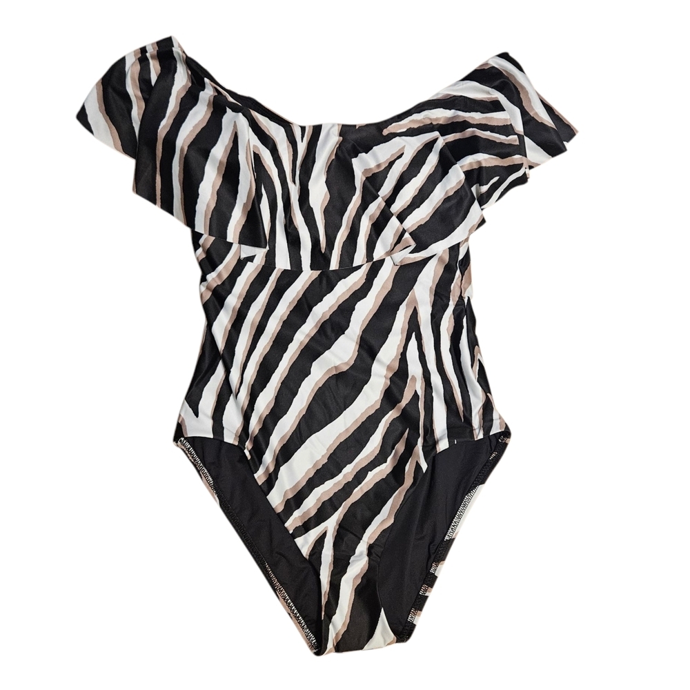 SEE NEW LISTING Trina Turk Vivant One Piece Off Shoulder Ruffle Size 4 - Picture 4 of 16